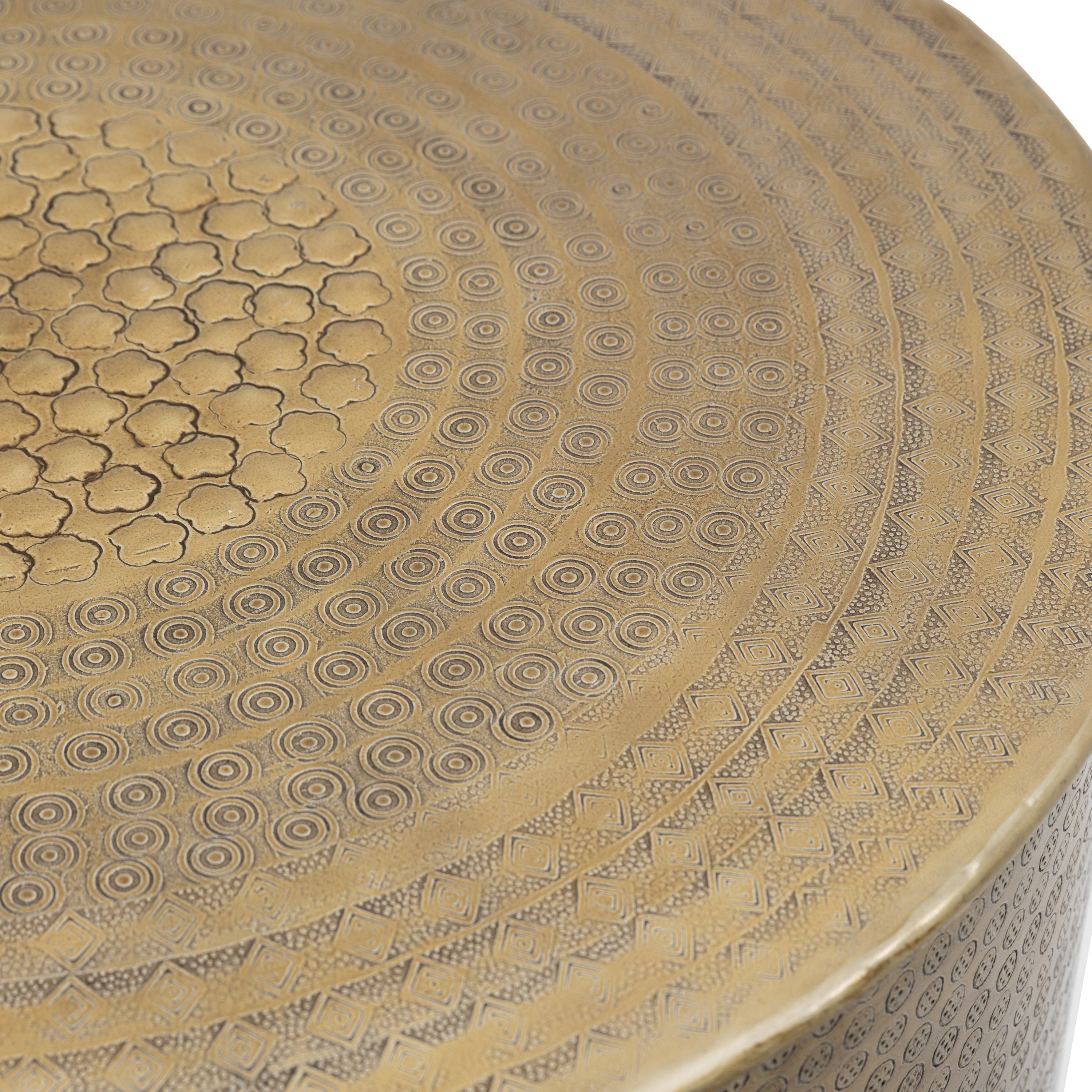 Ayesha Hammered Gold Drum Round Side Table